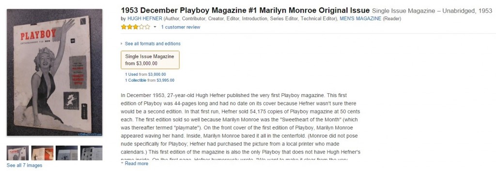 Το πρώτο τεύχος του περιοδικού έχει γίνει συλλεκτικό και πωλείται για 3.000 δολάρια στο διαδίκτυο.