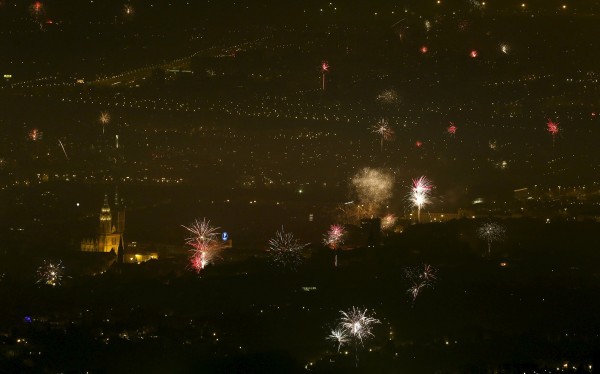 Fireworks are seen during New Year's day celebrations in Zagreb, Croatia, January 1, 2016. REUTERS/Antonio Bronic