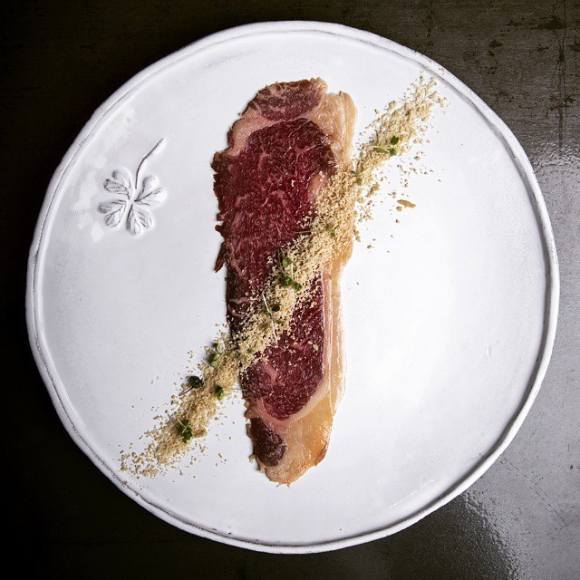 VEZENE_Dry aged Rubia Gallega_ frozen shaved rye whisky fois gras torchon