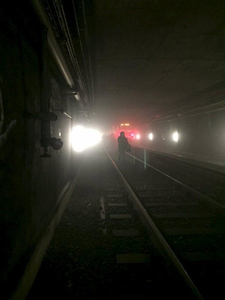 Passengers walk on underground metro tracks to be evacuated after an explosion at Maelbeek train station in Brussels, Belgium, March 22, 2016, in this handout courtesy of @OSOSXE via twitter. REUTERS/Courtesy @OSOSXE via Twitter/Handout via Reuters ATTENTION EDITORS - THIS PICTURE WAS PROVIDED BY A THIRD PARTY. REUTERS IS UNABLE TO INDEPENDENTLY VERIFY THE AUTHENTICITY, CONTENT, LOCATION OR DATE OF THIS IMAGE. FOR EDITORIAL USE ONLY. NOT FOR SALE FOR MARKETING OR ADVERTISING CAMPAIGNS. FOR EDITORIAL USE ONLY. NO RESALES. NO ARCHIVE. THIS PICTURE IS DISTRIBUTED EXACTLY AS RECEIVED BY REUTERS, AS A SERVICE TO CLIENTS.