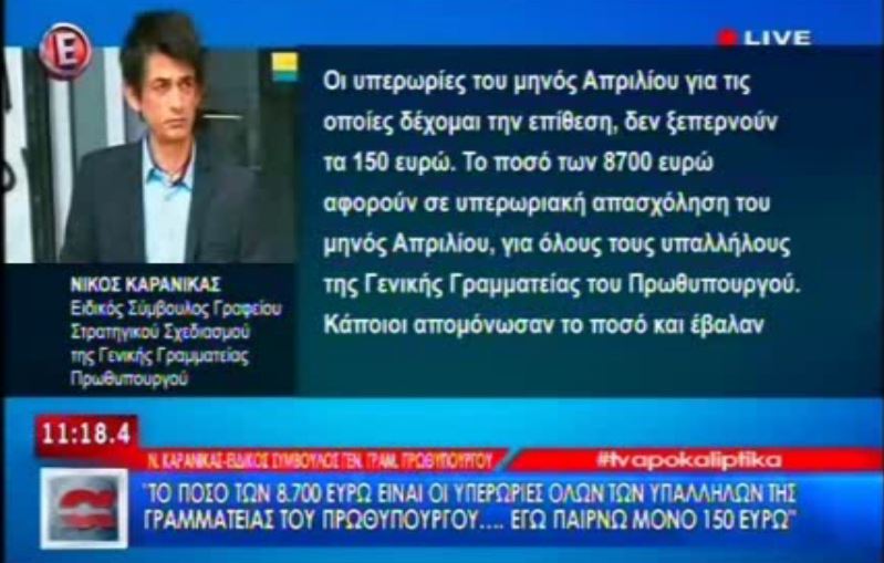 Ο «αντίλογος» Καρανίκα στην εκπομπή «Αποκαλυπτικά» του Σαββάτου