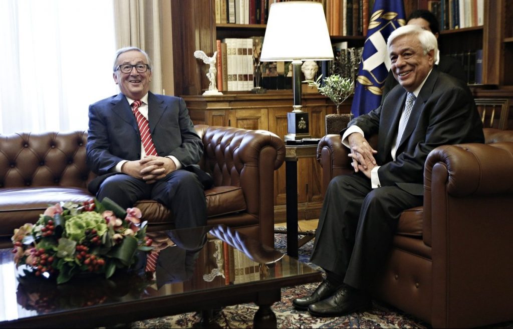 President of Greece Prokopis Pavlopoulos meets the president of the European Commission Jean-Claude Juncker at the Presidential Mansion in Athens, Greece on June 21, 2016. / Συνάντηση του ΠτΔ Προκόπη Παυλόπουλου με τον προέδρο της Ευρωπαϊκής Επιτροπής Ζαν Κλοντ Γιουνκερ στο Προεδρικό Μέγαρο, Αθήνα στις 20 Ιουνίου 2016.