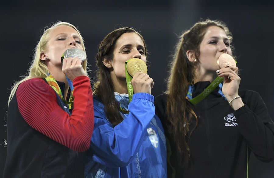 Athletics - Women's Pole Vault Victory Ceremony