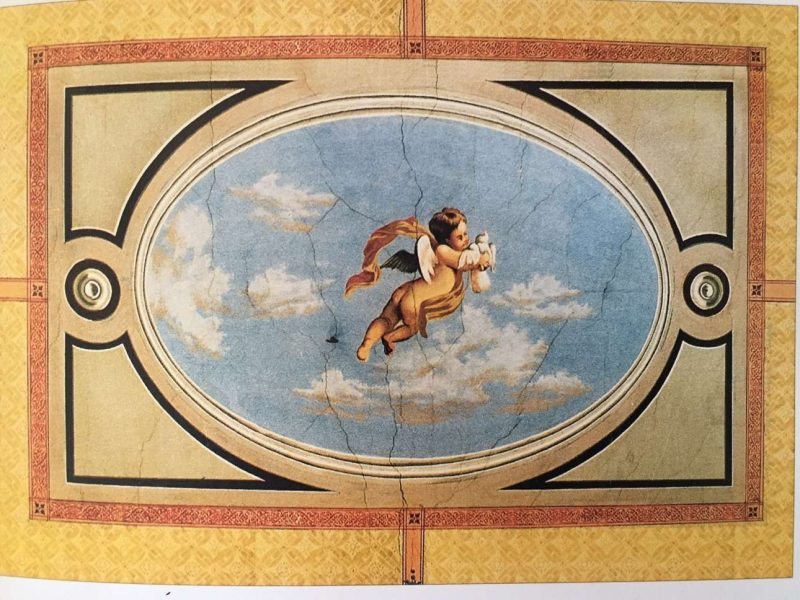 Ταβάνι από την οικία Τσιφόρου στη Λίμνη. Η φωτογραφία είναι από το βιβλίο του Γιάννη Φαφούτη, "Λαϊκές Τοιχογραφίες της Εύβοιας" 