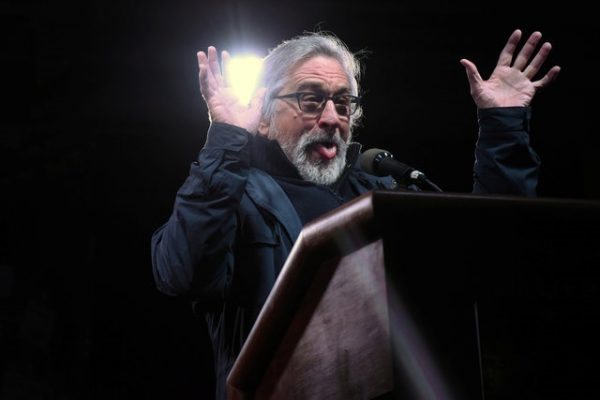 Actor Robert De Niro speaks at a protest against U.S. President-elect Donald Trump outside Trump International Hotel in New York City, U.S. January 19, 2017. REUTERS/Stephanie Keith TPX IMAGES OF THE DAY