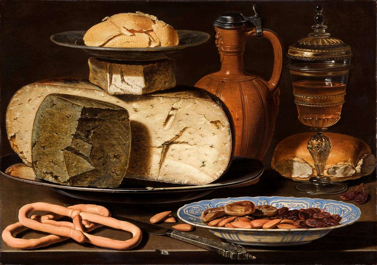 Clara_Peeters_Still_Life_with_Cheeses,_Almonds_and_Pretzels_wikipedia