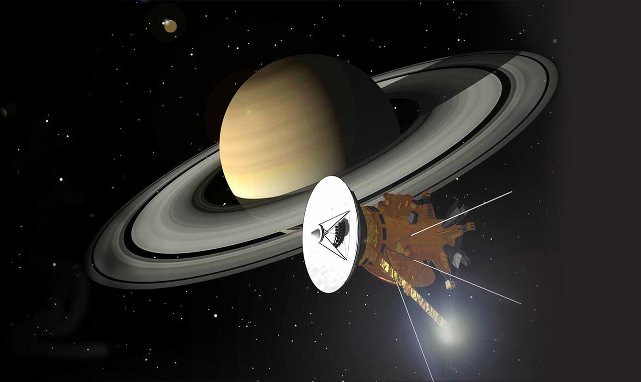 ARTISTS CONCEPT OF CASSINI SPACECRAFT DUE TO ARRIVE AT PLANET SATURN JUNE 30 2004