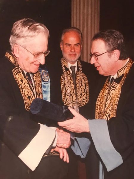 Ως πρύτανης κατά την αναγόρευση του Noam Chomsky σε επίτιμο διδάκτορα του Πανεπιστημίου Αθηνών (πίσω διακρίνεται ο αντιπρύτανης Χρήστος Κίττας)
