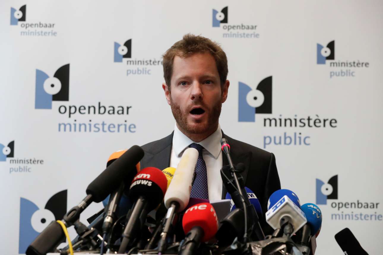 Ο εκπρόσωπος της βελγικής εισαγγελίας κάνει τις σχετικές ανακοινώσεις (REUTERS)