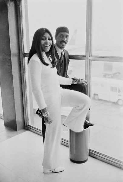 American musician Ike Turner (1931 - 2007) and his wife, singer, dancer, and actress Tina Turner at London Airport on their way to Los Angeles, London, 11th March 1969. (Photo by Len Trievnor/Daily Express/Hulton Archive/Getty Images)