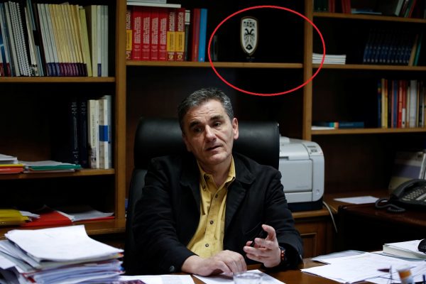 Greek Finance Minister Euclid Tsakalotos speaks during an interview with Reuters at his office in the Finance ministry in Athens, Greece, January 30, 2018. REUTERS/Costas Baltas